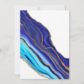Blue and Gold Marmor Fluid Art Wedding Einladung (Rückseite)