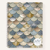 Blue and Gold Mermaid Scales Journal Notebook Notizblock (Vorderseite)
