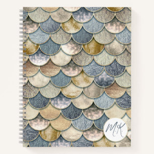 Blue and Gold Mermaid Scales Journal Notebook Notizblock