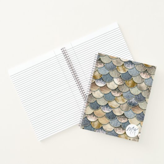 Blue and Gold Mermaid Scales Journal Notebook Notizblock (Innenseite)