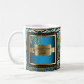 Blue and Gold Metallic Happy 00. Geburtstag Kaffeetasse (Links)