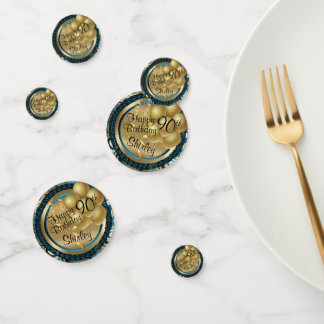 Blue and Gold Metallic Happy Birthday Party Konfetti
