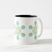Blue and Gold Metatron's Cube Design Zweifarbige Tasse (VorderseiteRechts)