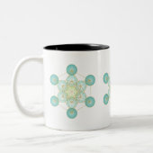Blue and Gold Metatron's Cube Design Zweifarbige Tasse (Links)