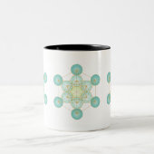 Blue and Gold Metatron's Cube Design Zweifarbige Tasse (Mittel)