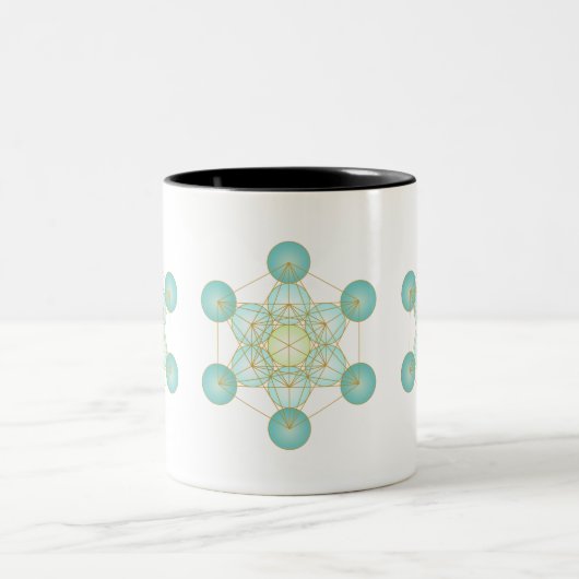 Blue and Gold Metatron's Cube Design Zweifarbige Tasse (Mittel)