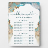 Blue and Gold Modern Art Liquid Ink Price Menu Fotoplatte (Vorderseite)