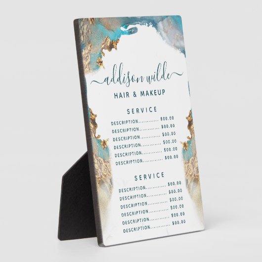 Blue and Gold Modern Art Liquid Ink Price Menu Fotoplatte (Seite)