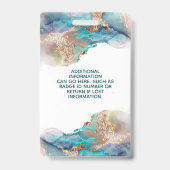 Blue and Gold Modern Liquid Water Salon ID Ausweis (Rückseite)