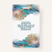 Blue and Gold Modern Liquid Water Salon ID Ausweis (Rückseite)