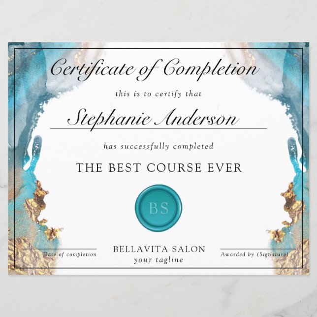 Blue and Gold Modern Liquide Watercolor Award (Vorderseite)