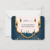 Blue and Gold Modern Ramadhan Kareem Grußkarte Mitteilungskarte (Rückseite)