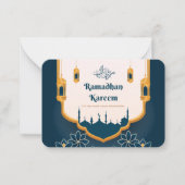 Blue and Gold Modern Ramadhan Kareem Grußkarte Mitteilungskarte (Vorderseite)