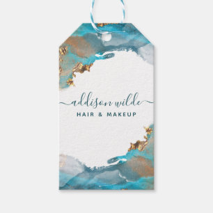 Blue and Gold Modern Watercolor Ink Price Hang Tag Geschenkanhänger