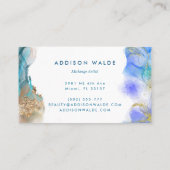 Blue and Gold Moderne Art Flüssig-Aquarellfarben-B Visitenkarte (Rückseite)