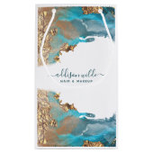 Blue and Gold Moderne Art Liquid Ink Business Kleine Geschenktüte (Rückseite)