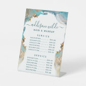 Blue and Gold Moderne Art Liquid Ink Service Preis Sockelschild (Vorderseite)