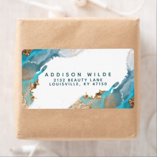 Blue and Gold Moderne Art Liquid Ink Shipping