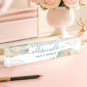 Blue and Gold Modernes Flüssige Watercolor-Geschäf Namensplakette