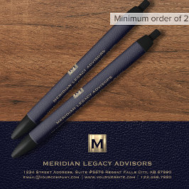 Blue and Gold Monogram Logo Emblem Pen Kugelschreiber