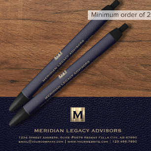 Blue and Gold Monogram Logo Emblem Pen Kugelschreiber