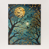 Blue and Gold Moon Bats bei Night Jigsaw Puzzle (Vertikal)
