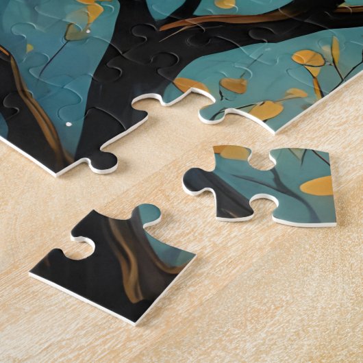 Blue and Gold Moon Bats bei Night Jigsaw Puzzle (Seite)