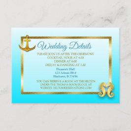 Blue and Gold Nautical Wedding Details Card Begleitkarte