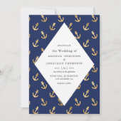 Blue and Gold Nautical Wedding Einladung (Vorderseite)
