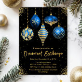 Blue and Gold Ornament Exchange Party Einladung