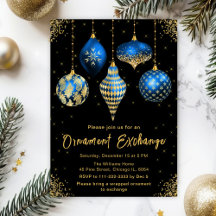 Blue and Gold Ornament Exchange Party