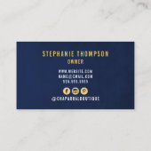 Blue and Gold Ornament Modern Monogram Logo Visitenkarte (Rückseite)