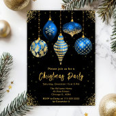 Blue and Gold Ornaments Christmas Party Einladung