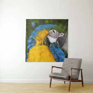Blue And Gold Parrot Wandteppich