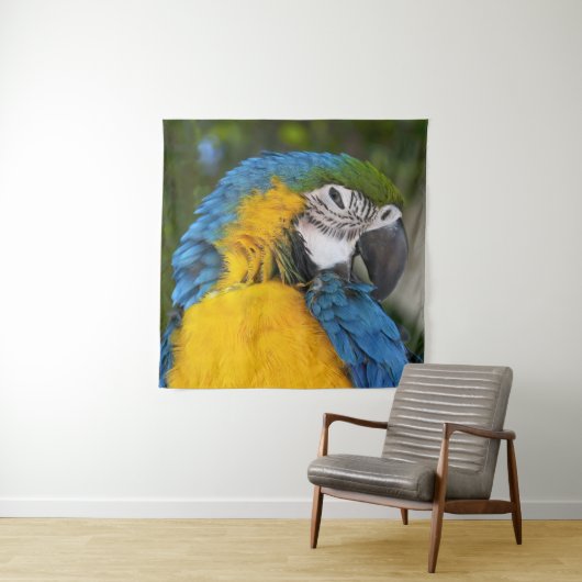 Blue And Gold Parrot Wandteppich (Beispiel)