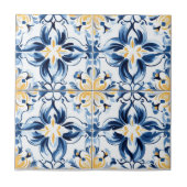 Blue and Gold Pattern Ceramic Tile Fliese (Vorderseite)