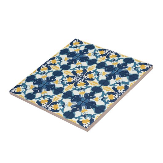 Blue and Gold Pattern Ceramic Tile Fliese (Seite)