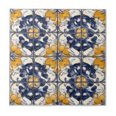 Blue and Gold Pattern Ceramic Tile Fliese (Vorderseite)