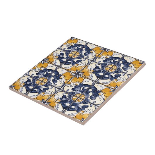 Blue and Gold Pattern Ceramic Tile Fliese (Seite)