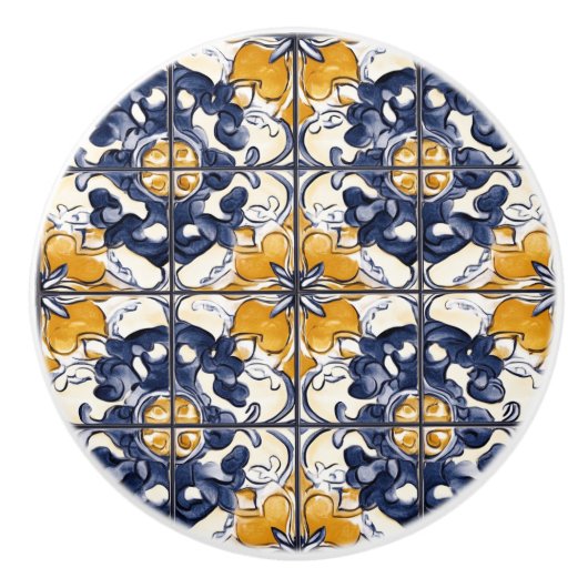 Blue and Gold Pattern  Keramikknauf (Vorderseite)