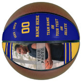 Blue and Gold Personalisiert Basketball mit FOTO (Vorderseite)