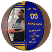 Blue and Gold Personalisiert Basketball mit FOTO (Vertikal)