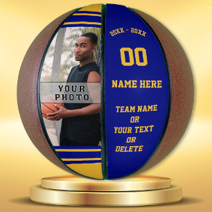 Blue and Gold Personalisiert Basketball mit FOTO