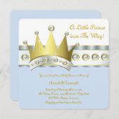Blue and Gold Prince Baby Dusche Einladung (Vorne/Hinten)