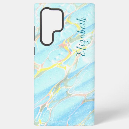 Blue and Gold Print Summer Moderner Individuelle N Samsung Galaxy Hülle (Rückseite)