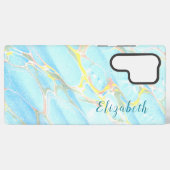 Blue and Gold Print Summer Moderner Individuelle N Samsung Galaxy Hülle (Rückseite (Horizontal))