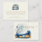 Blue and Gold Pumpkin Autumn Baby Shoower Begleitkarte (Vorne/Hinten)