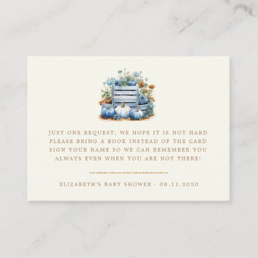 Blue and Gold Pumpkin Autumn Baby Shoower Begleitkarte (Vorderseite)