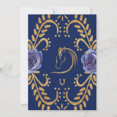 Blue and Gold Quinceañera Einladung Gold Blume (Rückseite)