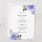 Blue and Gold Rose Glitzer Hochzeitseinladung Einladung (Vorderseite)